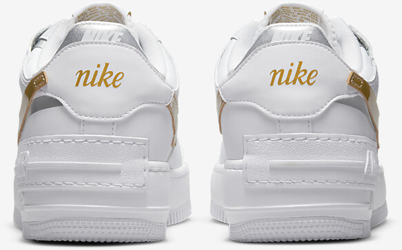nike air force shadow white gold