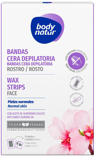Body Natur Face Wax Strips Normal Skin (12 Strips)