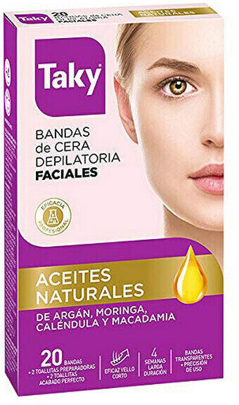 Taky Face Wax Strips Natural Oils (20 Strips)