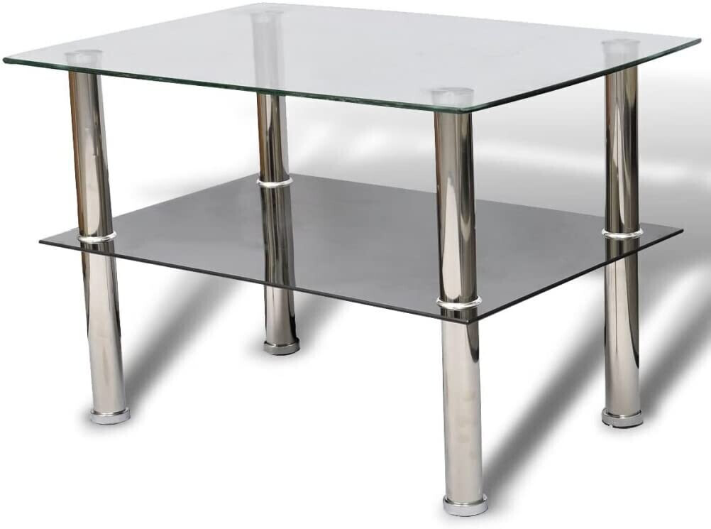 vidaXL Coffee Table Glass 2 Tiers