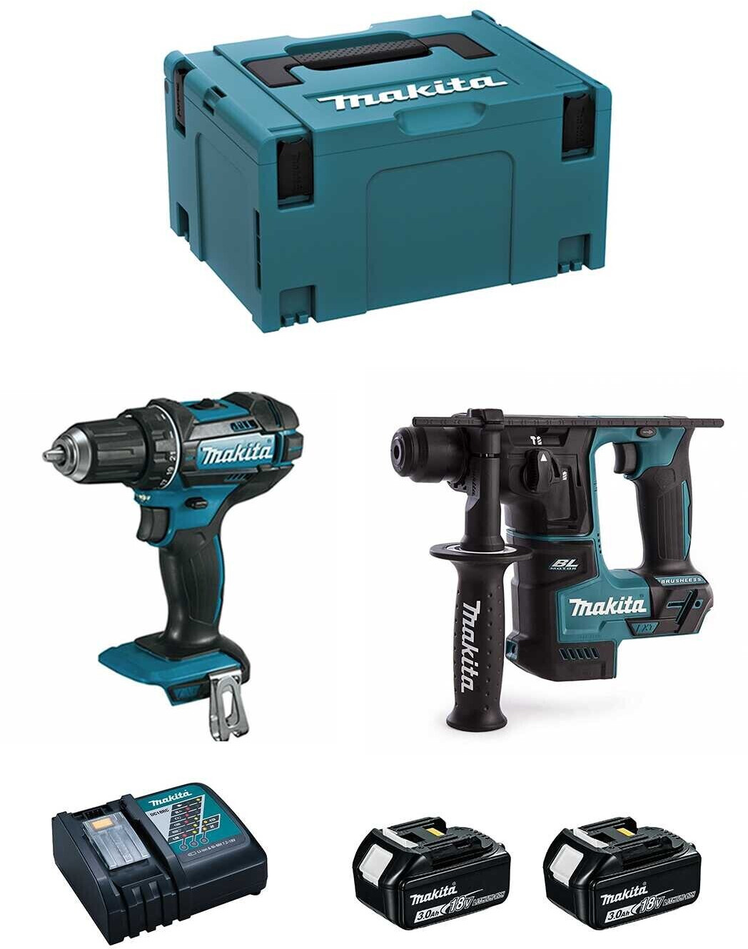 Makita DDF482 (DHR171 + 2 x 3,0 Ah + DC18RC + Makpac 3)