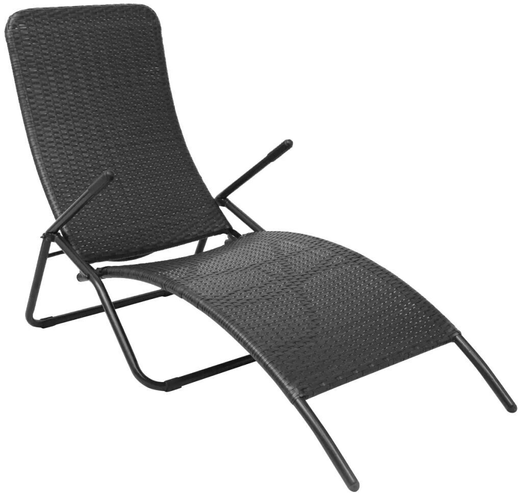 vidaXL Chaise longue pliante en rotin synthétique noir