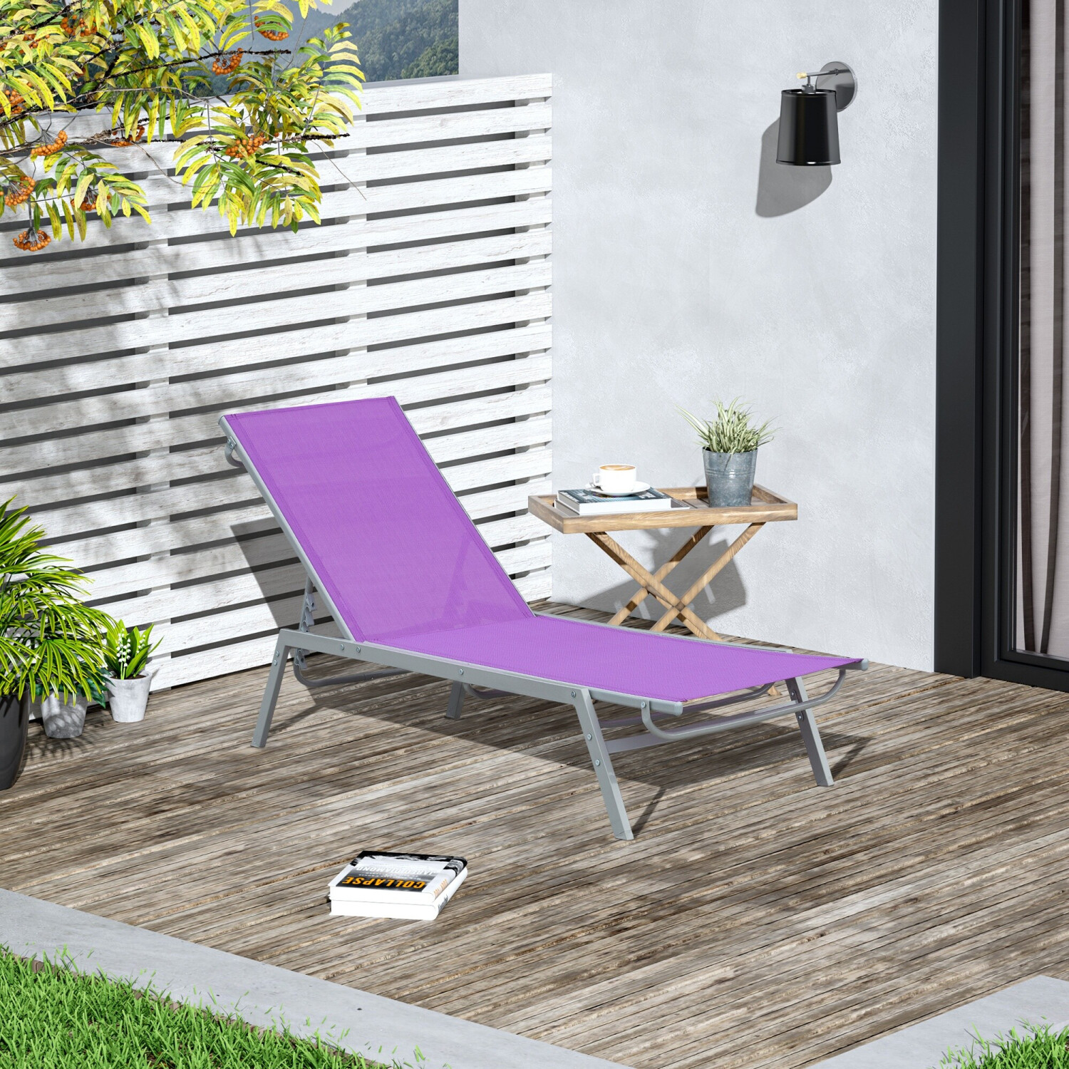 Outsunny Sun Lounger Purple (84B-418VT)