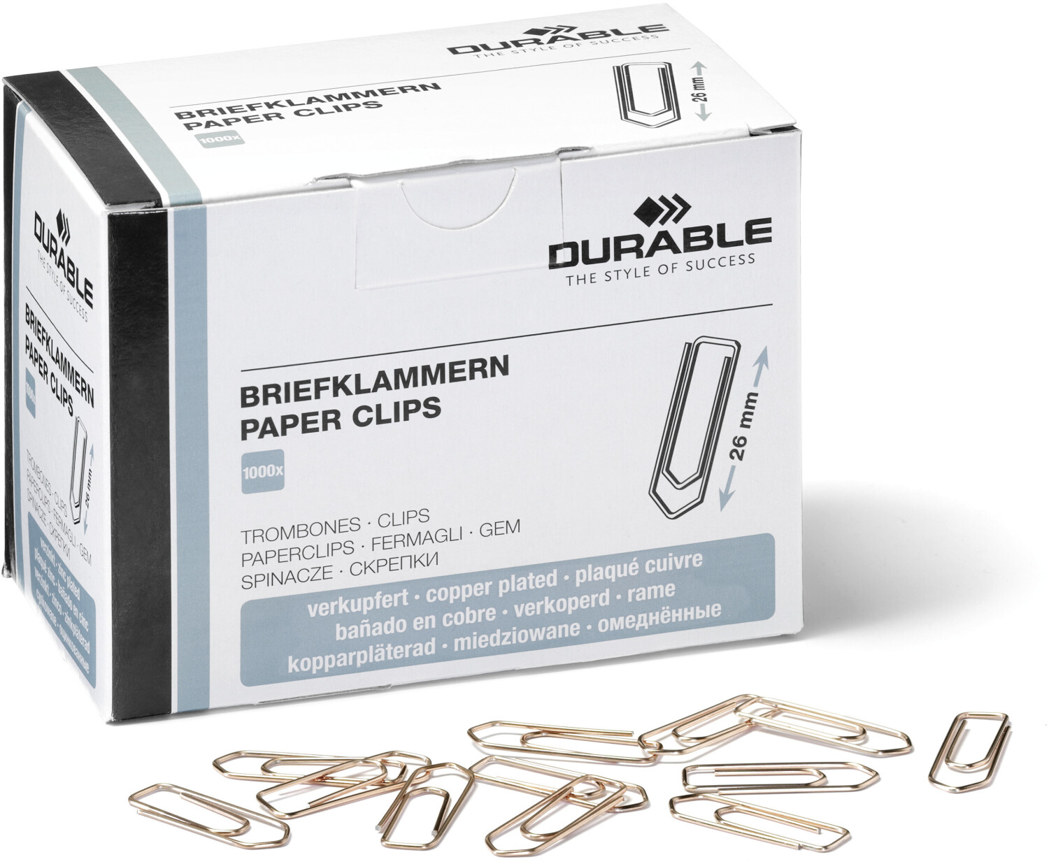 DURABLE 120524 Paper Clips 26 mm copper plated