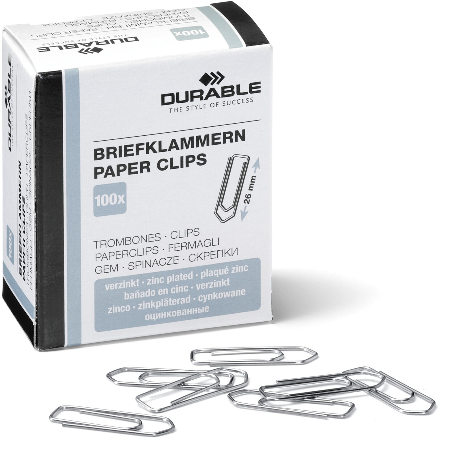 DURABLE 120625 Paper Clips 26 mm Zinc plated