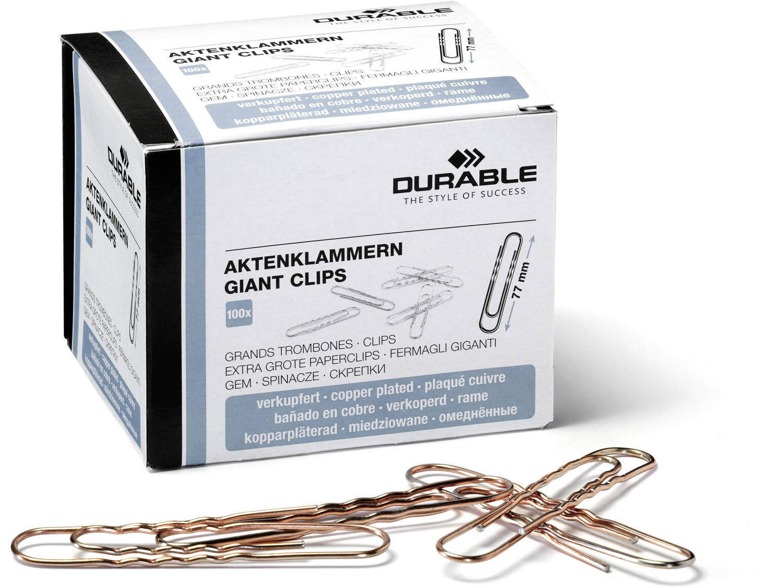 DURABLE 121324 Paper Clips copper plated 77 mm