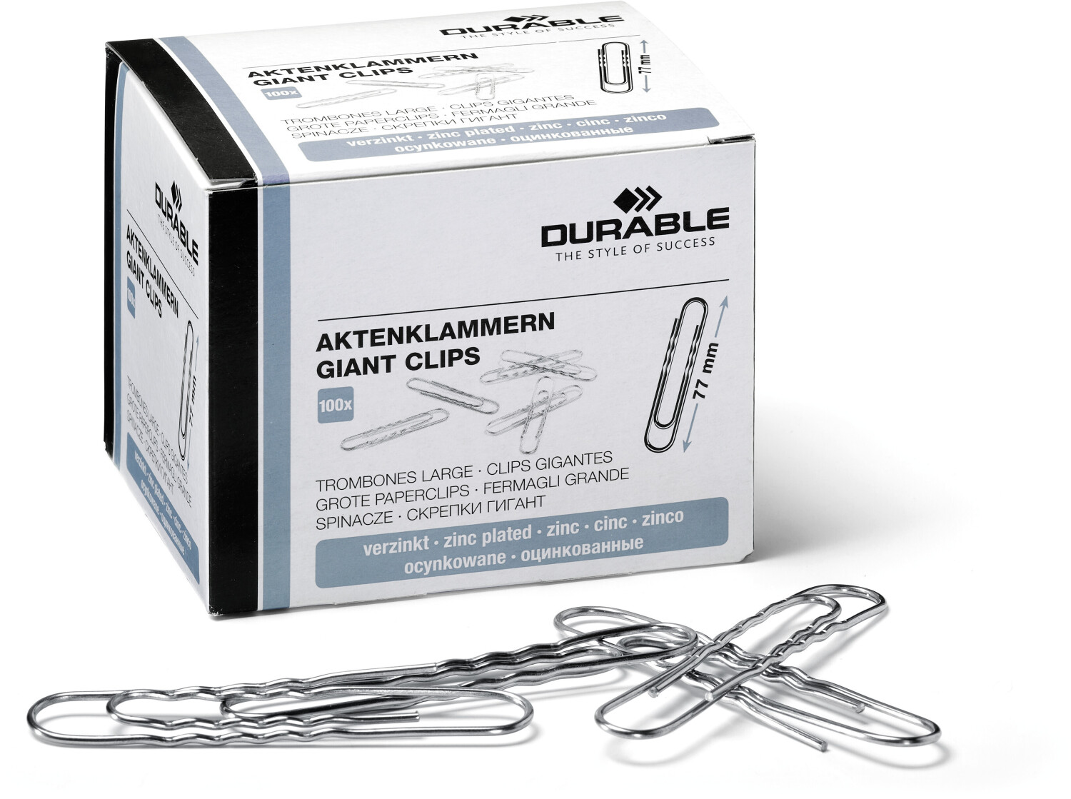 DURABLE 122725 Paper Clips zinc plated 77 mm