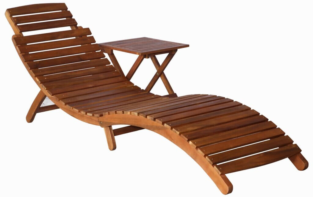 vidaXL Chaise longue avec table en bois d'acacia massif