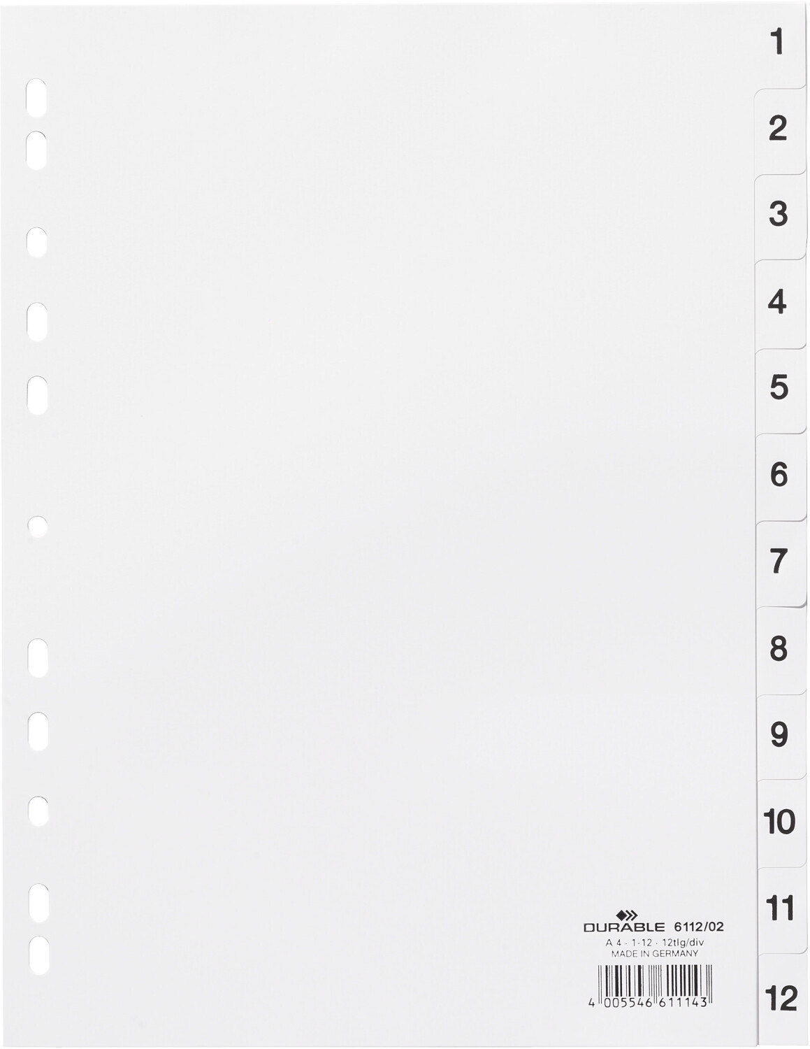 DURABLE 611202 Index 1-12 DIN A4 portrait White