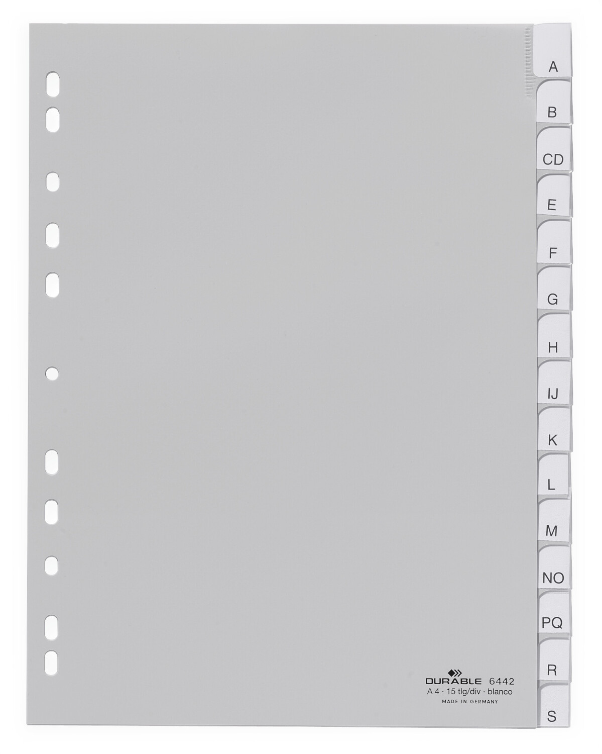 DURABLE 644210 Index Plastic Blank Grey 15 Parts