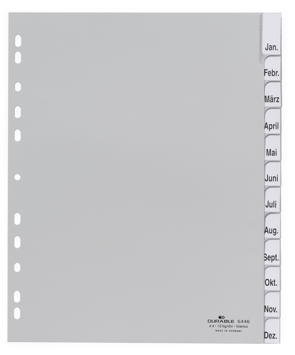 DURABLE 6446-10 Index Plastic Blank Grey 12 Parts