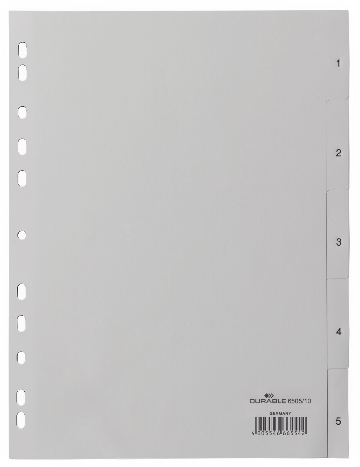 DURABLE 650510 Numeric INDEX SET 1 52 A4 52 DIVISION SHEETS. PP 25 Pieces Grey