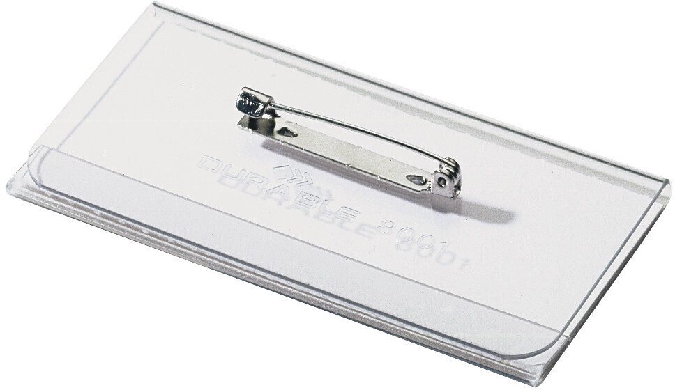 DURABLE 800119 Name Badge with Pin 40x75mm Transparent Pack of 100