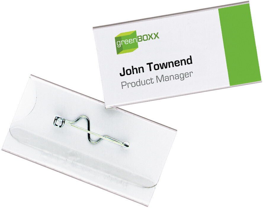 DURABLE 800619 Name Badge with Pin 30 X 60 mm Transparent Pack of 100