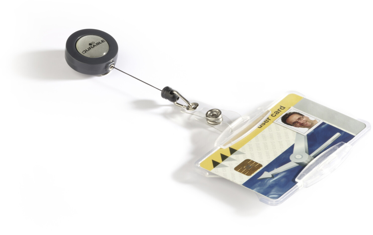 DURABLE 801119 SECURITY PASS HOLDER WITH BADGE REEL Transparent Pack of 10