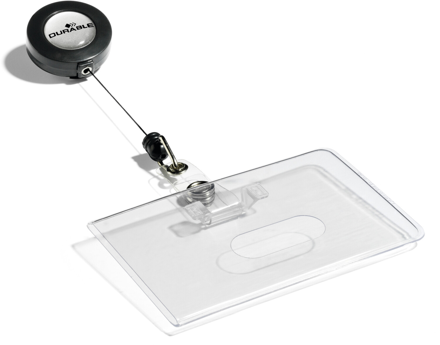 DURABLE 801619 Name Badge with Badge Reel Landscape Pack of 10 Transparent