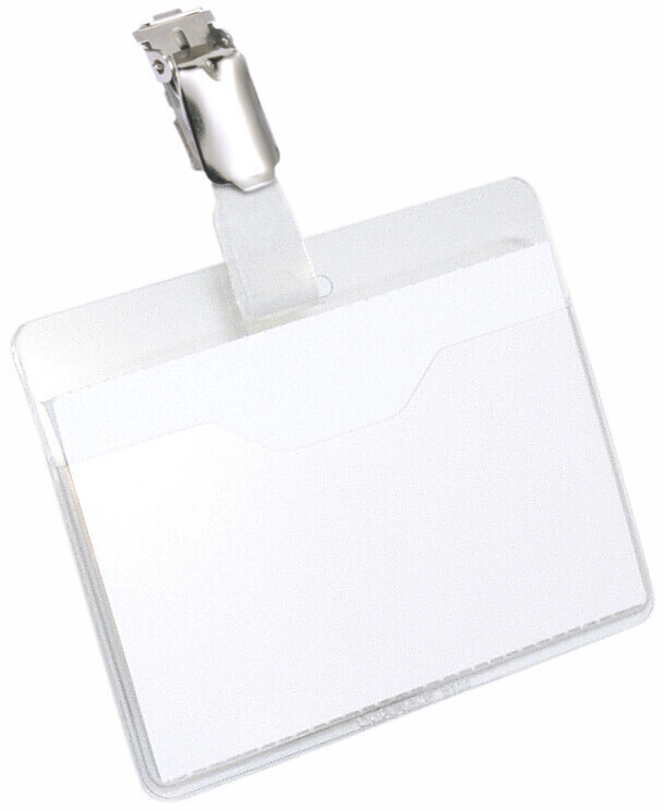 DURABLE 810606 Visitor Name Badge 60 x 90 mm Transparent (Pack of 25) with clip