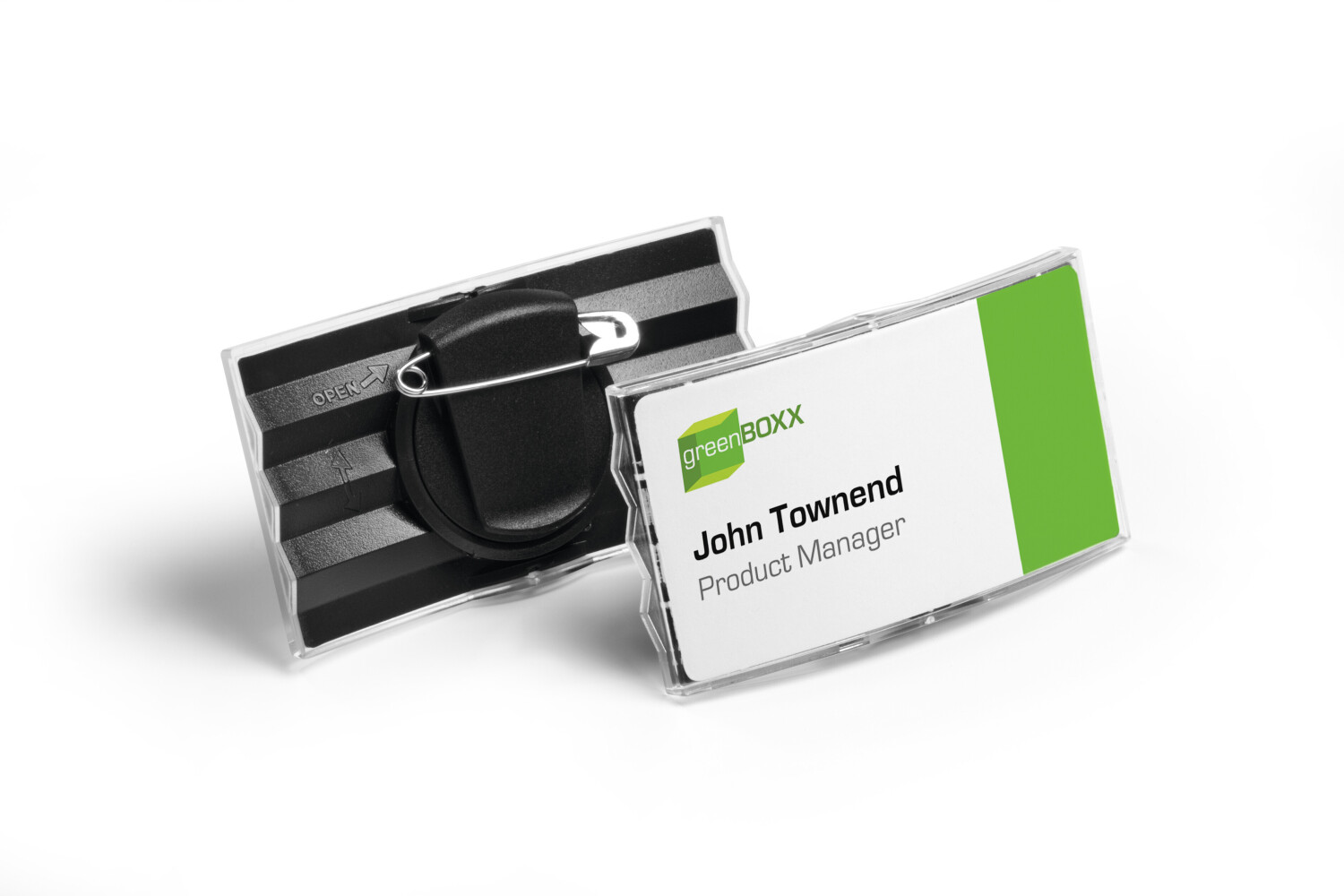 DURABLE 812858 Convex Name Badge with Combi Clip 40 x 75 mm Pack of 25 Anthracite