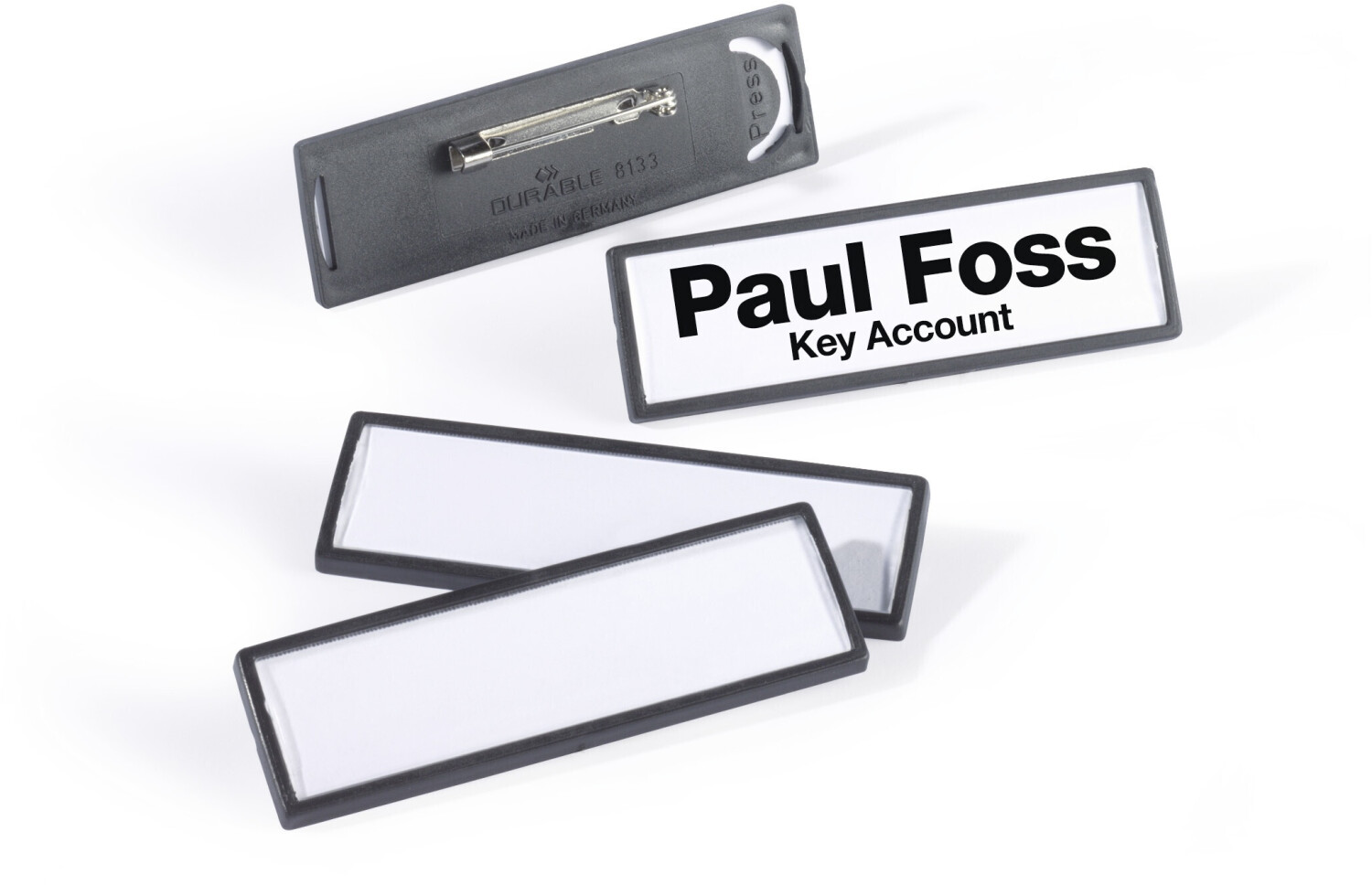 DURABLE 813301 Clip-Card Name Plate with Safety Pin 17 x 67 mm Clear Pack of 25