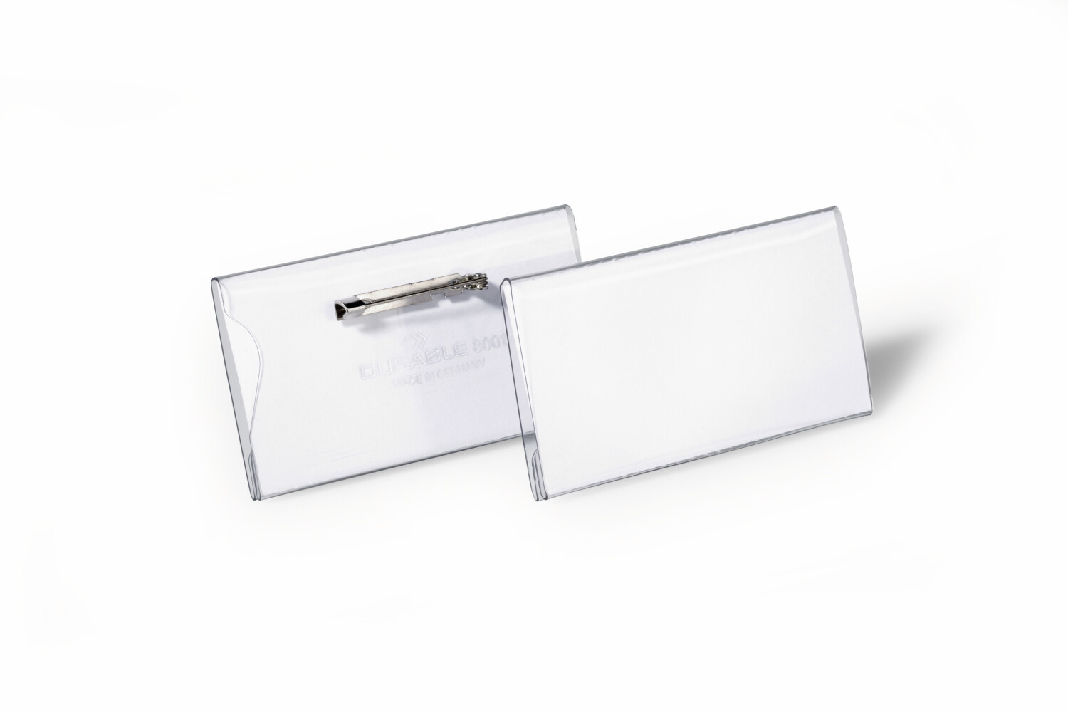 DURABLE 860119 Universal Name Badge with pin 40x75mm Transparent Pack of 5