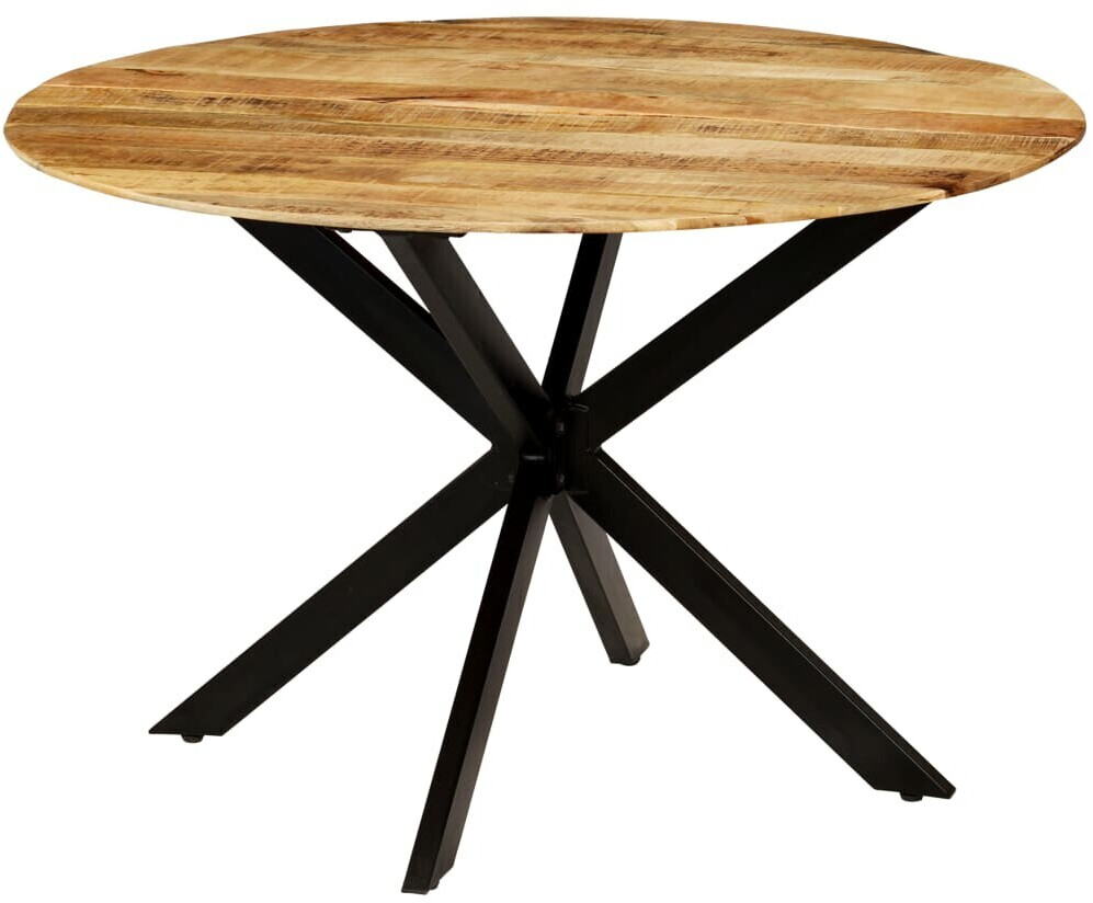 vidaXL Dining Table Round, Mango Wood and Steel
