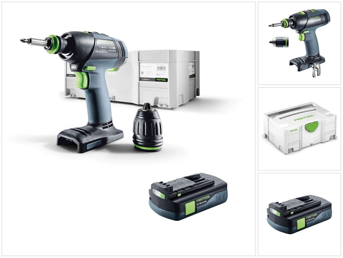 Festool T 18+3 Li-Basic 18V 50Nm Brushless + 3,1Ah Battery + systainer  no charger