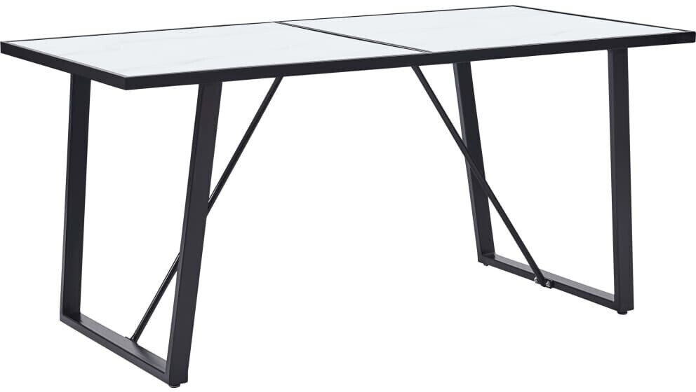 vidaXL Dining Table White with  Tempered Glass