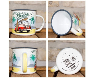 Tazza Smaltata Retrò VW Bulli – 'Let's Camp Away Night' – Nostalgic-Art 360ml