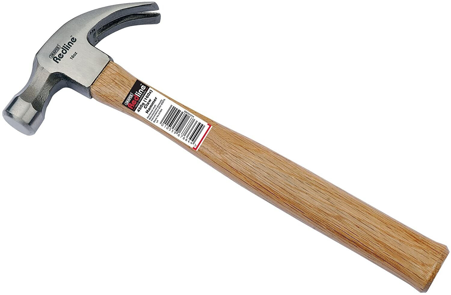Draper Redline 67664 450g 16oz Claw Hammer with Hardwood Shaft