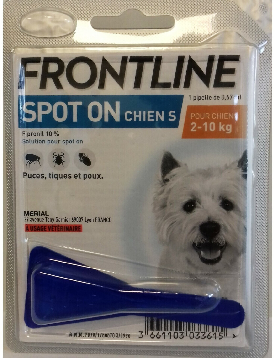 Frontline Spot on chien S 1 pipette