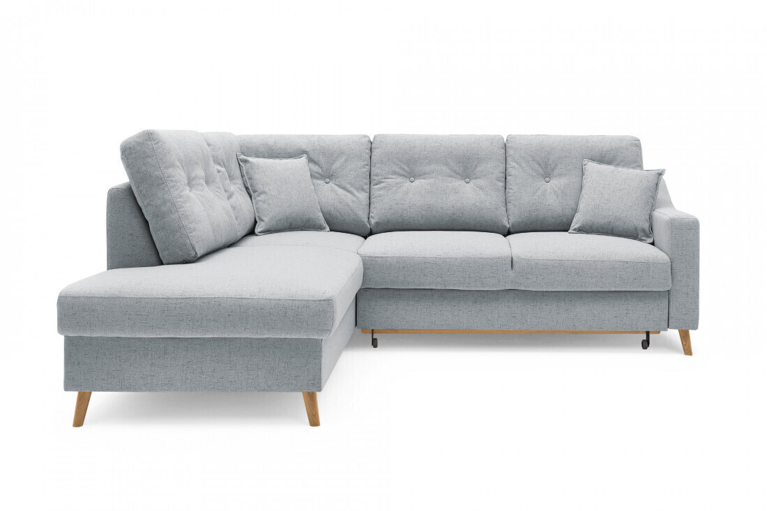 Bobochic Canapé d'angle gauche convertible Sweden gris clair