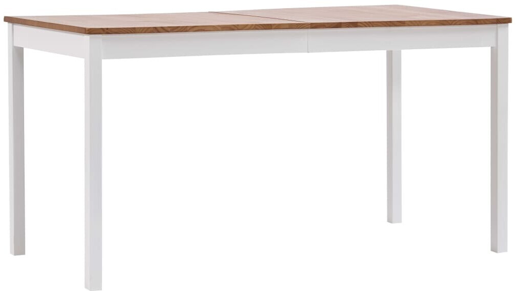 vidaXL Dining Table Pinewood - White & Wood Tone