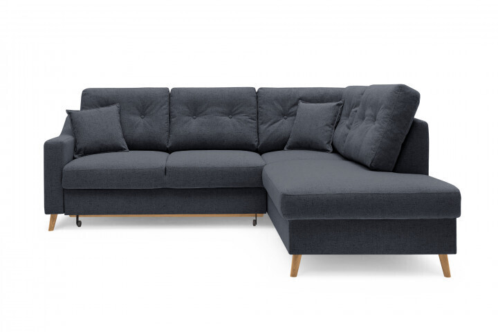 Bobochic Canapé d'angle droit convertible Sweden gris foncé