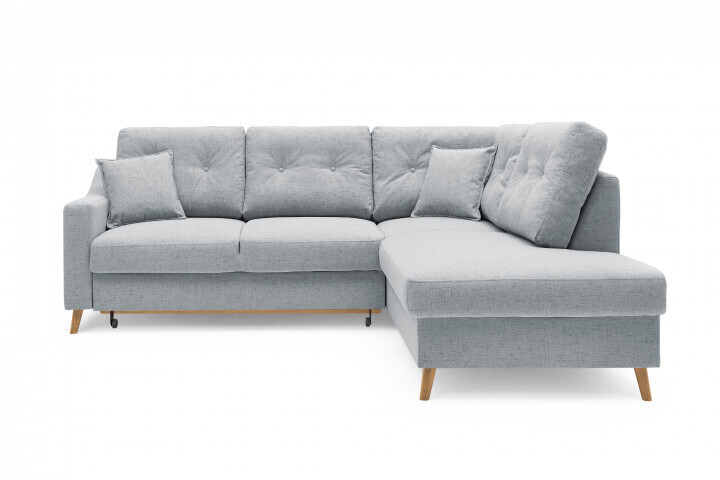 Bobochic Canapé d'angle droit convertible Sweden gris clair