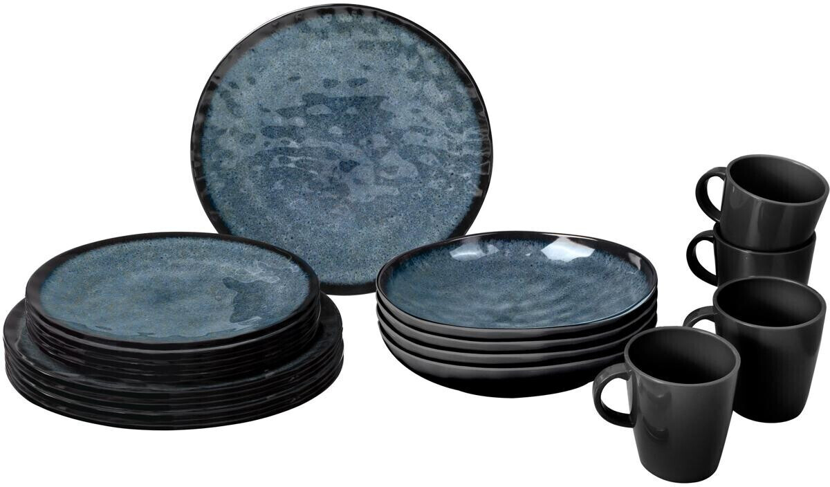 Brunner Outdoor Crockery Set Midday Venetian Lunchbox 16 pcs. schwarz/blau