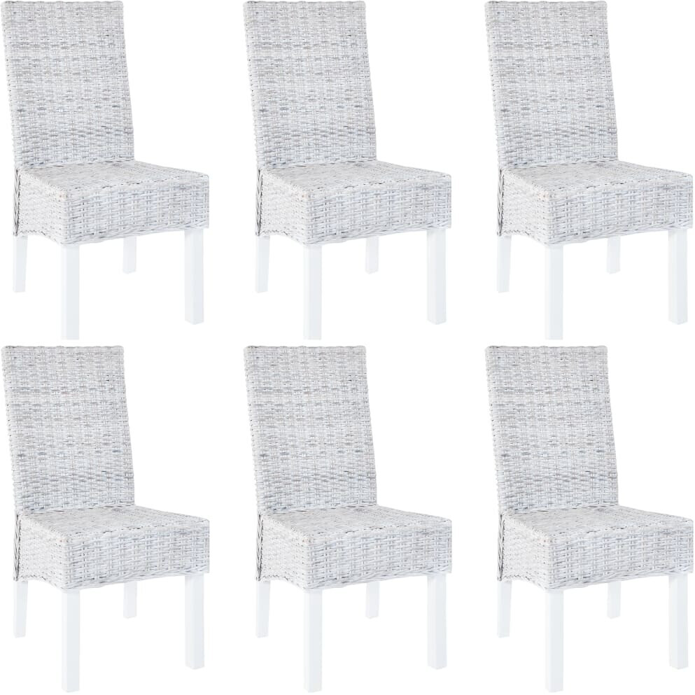 vidaXL Dining Chairs Kubu Rattan and Mango Wood - 6pcs, Grey