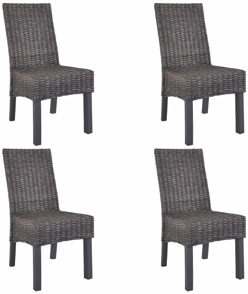 vidaXL Dining Chairs Kubu Rattan and Mango Wood - 4pcs, Brown