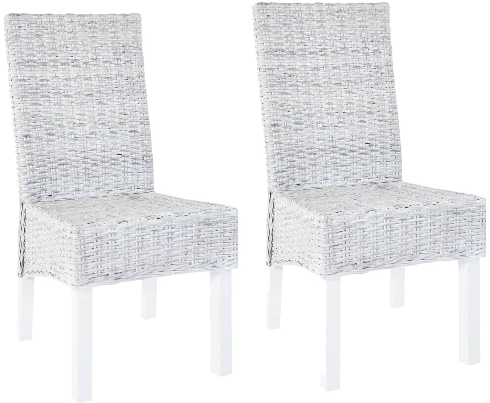 vidaXL Dining Chairs Kubu Rattan and Mango Wood - 2pcs, Grey