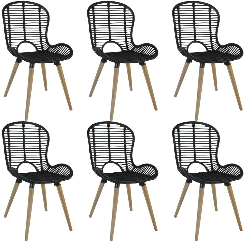 vidaXL Dining Chairs Natural Rattan Outdoor - 6pcs