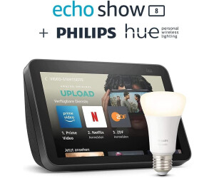 Assistant vocal / Enceinte connectée  Echo Dot 3 (Anthracite) + 2  Ampoules connectées Philips Hue White E27 –