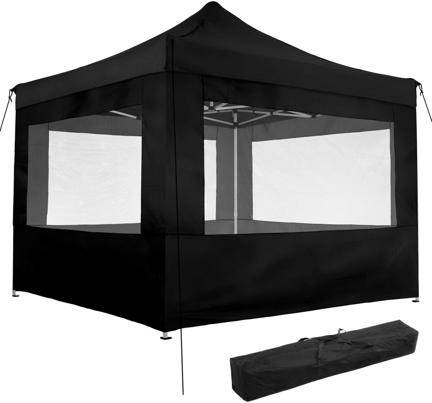 TecTake Foldable garden gazebo 3x3m with 4 side panels black