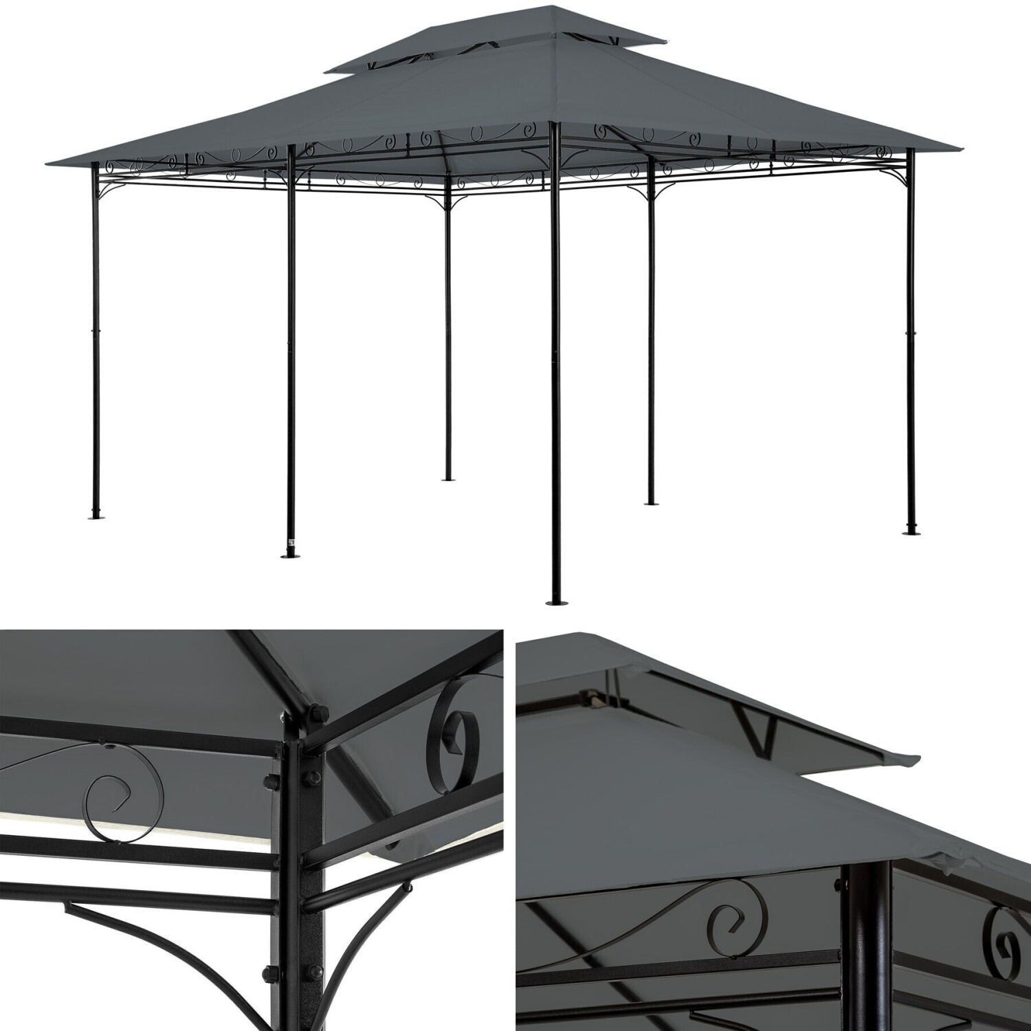 TecTake Luxury gazebo 4x3 with 6 side panels anthracite desde 221,99