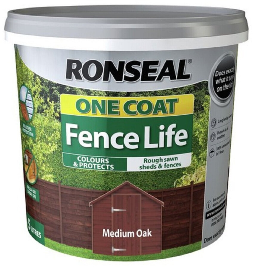 Buy Ronseal One Coat Fence Life Medium Oak 5L from £7.40 (Today) Best Deals on idealo.co.uk