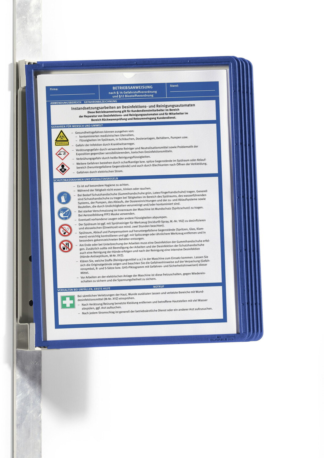 DURABLE 591407 Display panel wall holder VARIO Magnet Wall 5 with 5 Display panels Blue