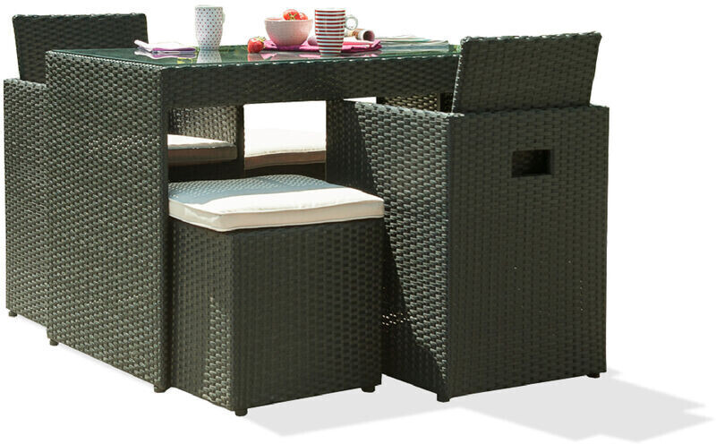 DCB Garden Salon de jardin encastrable 4 places noir