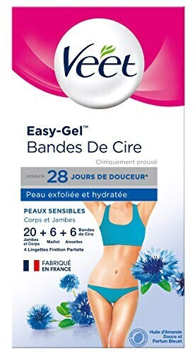 Veet Easy gel bandes de cire peaux sensibles (32 pcs)
