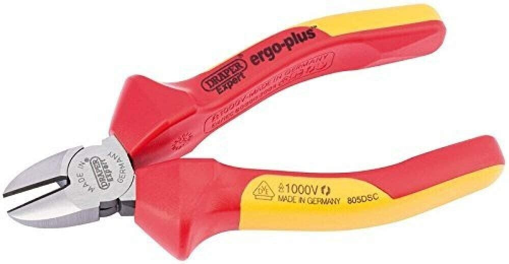 Draper 50248 Expert Ergo Plus Fully Insulated VDE Diagonal Side Cutter, 140mm