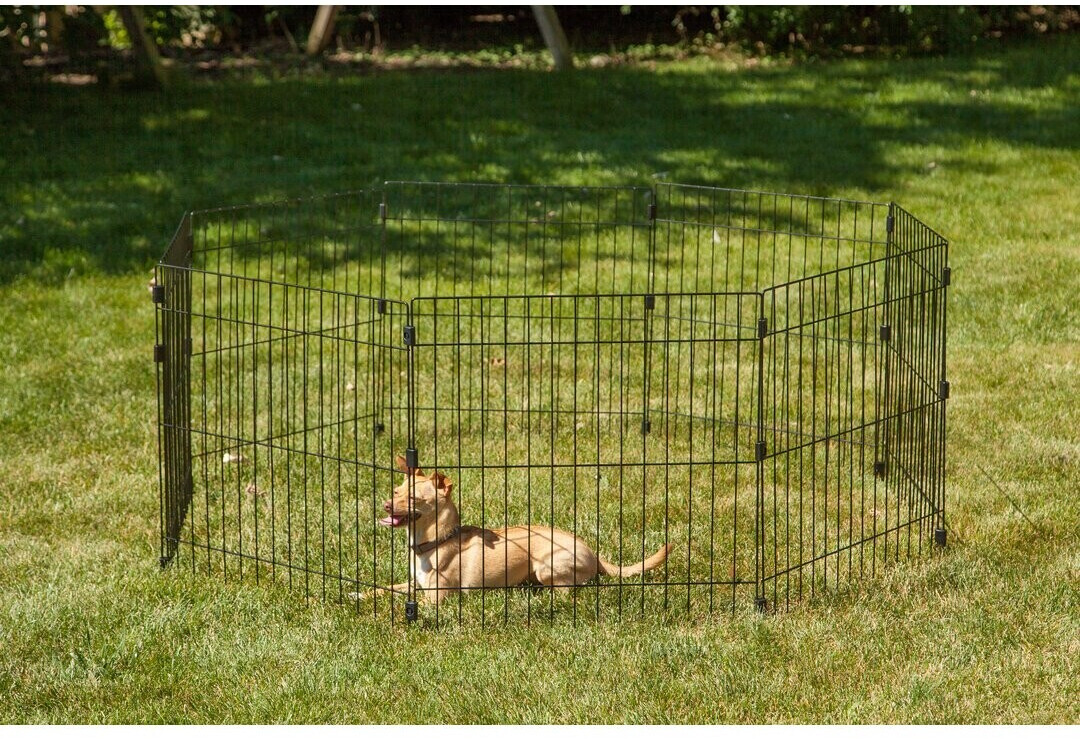 Parc à chiots chiens enclos pour animaux pliable rose 125 x 125 x 64 cm -  Niches cages chenils et parcs - Achat & prix