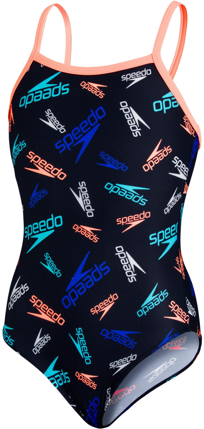 Speedo Boom Logo Thinstrap Muscleback Swimsuit (809533) black/pink/light blue