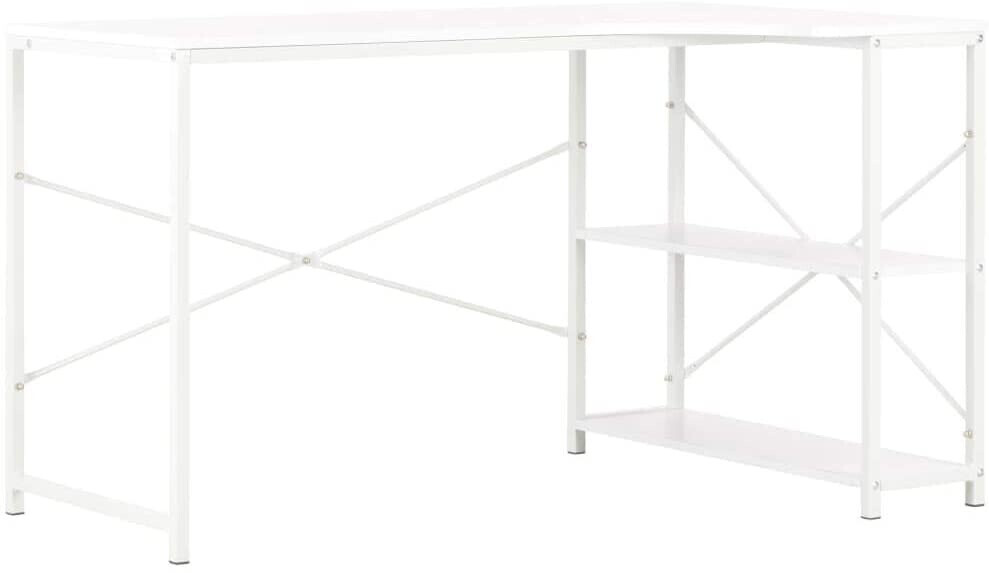 vidaXL Computer Desk L-Shaped With Shelves - White